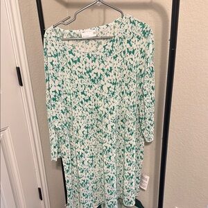 Green and White Floral Dress